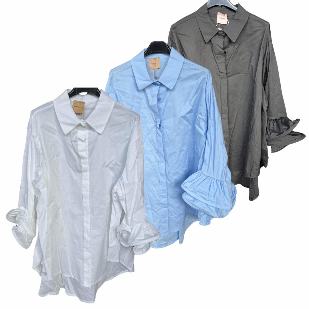 CHEMISE NOIR MANCHES TULIPE