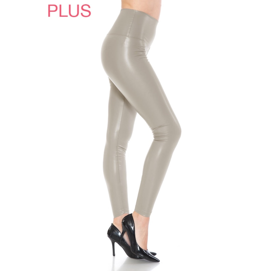 LEGGINGS YOGA ARGENT SIMILI CUIR
