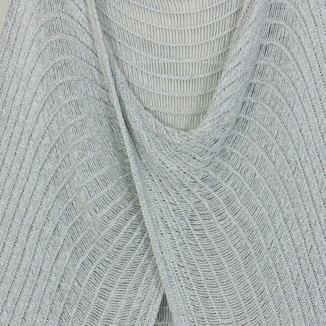 PONCHO EN LUREX MÉTALLISÉE, TORSADÉE ARGENT