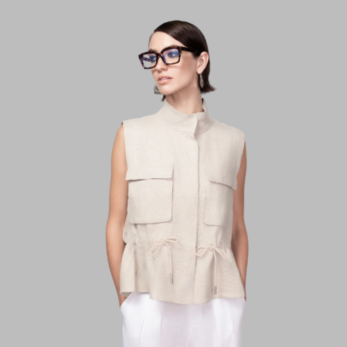 GILET UTILITAIRE EN LIN