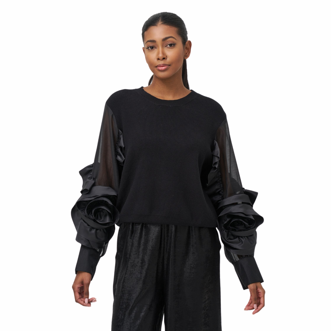 CHANDAIL À MANCHES FLEURS AUX MANCHES