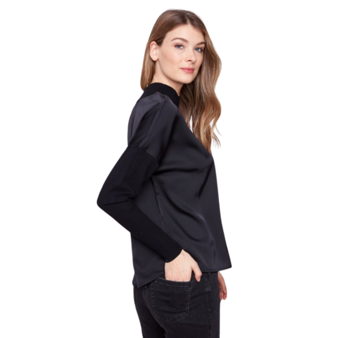 HAUT À COL MONTANT SATINÉ-CHARLIE B