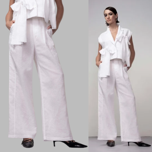 PANTALON LARGE EN LIN