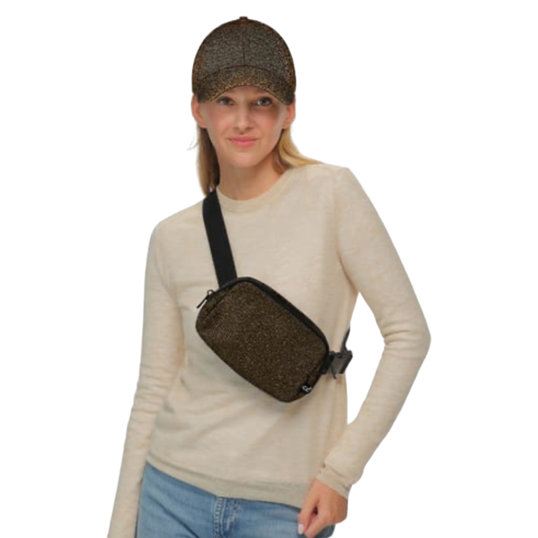 SAC BANANE À PAILLETTES NOIR