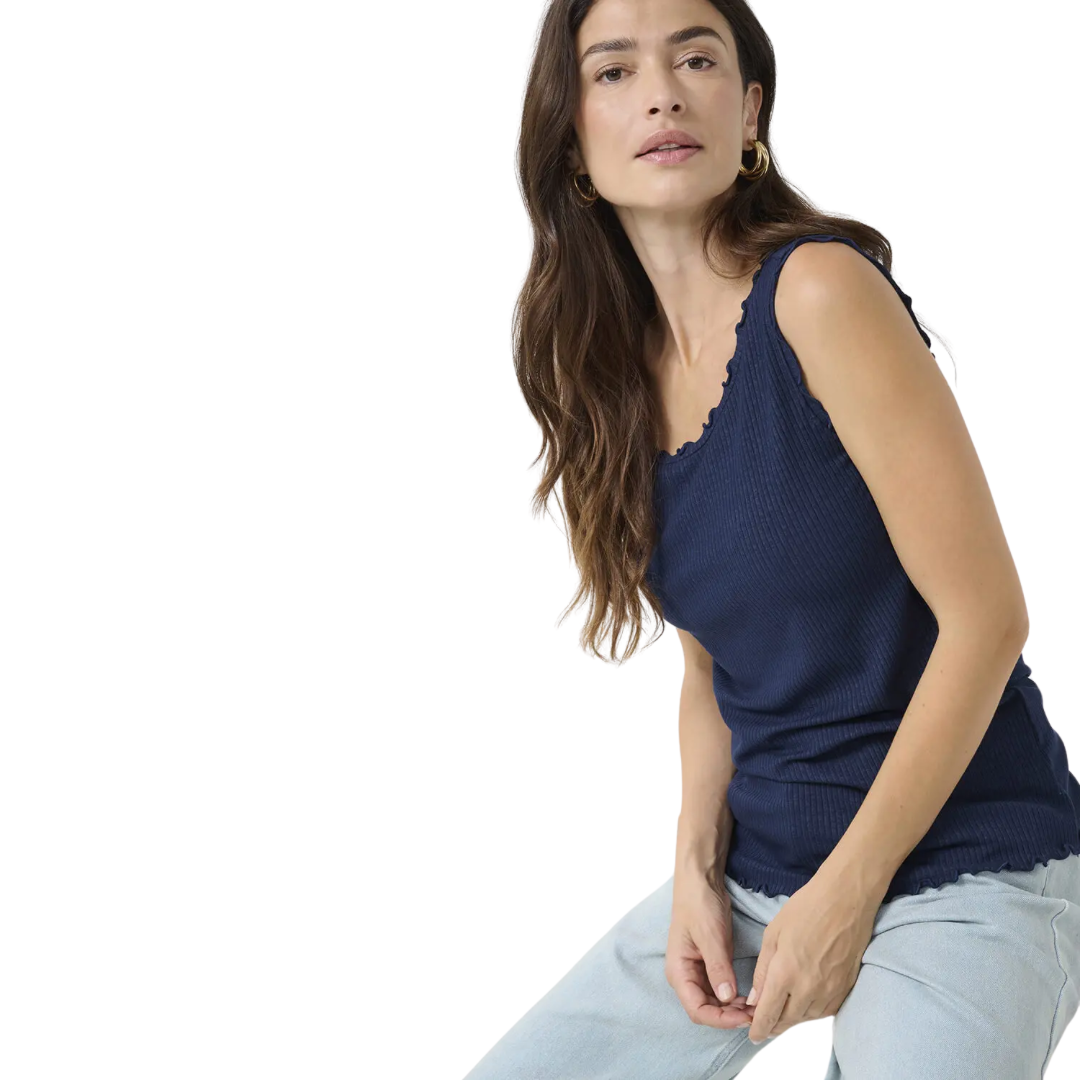 CAMISOLE RIBBA MARINE-CREAM