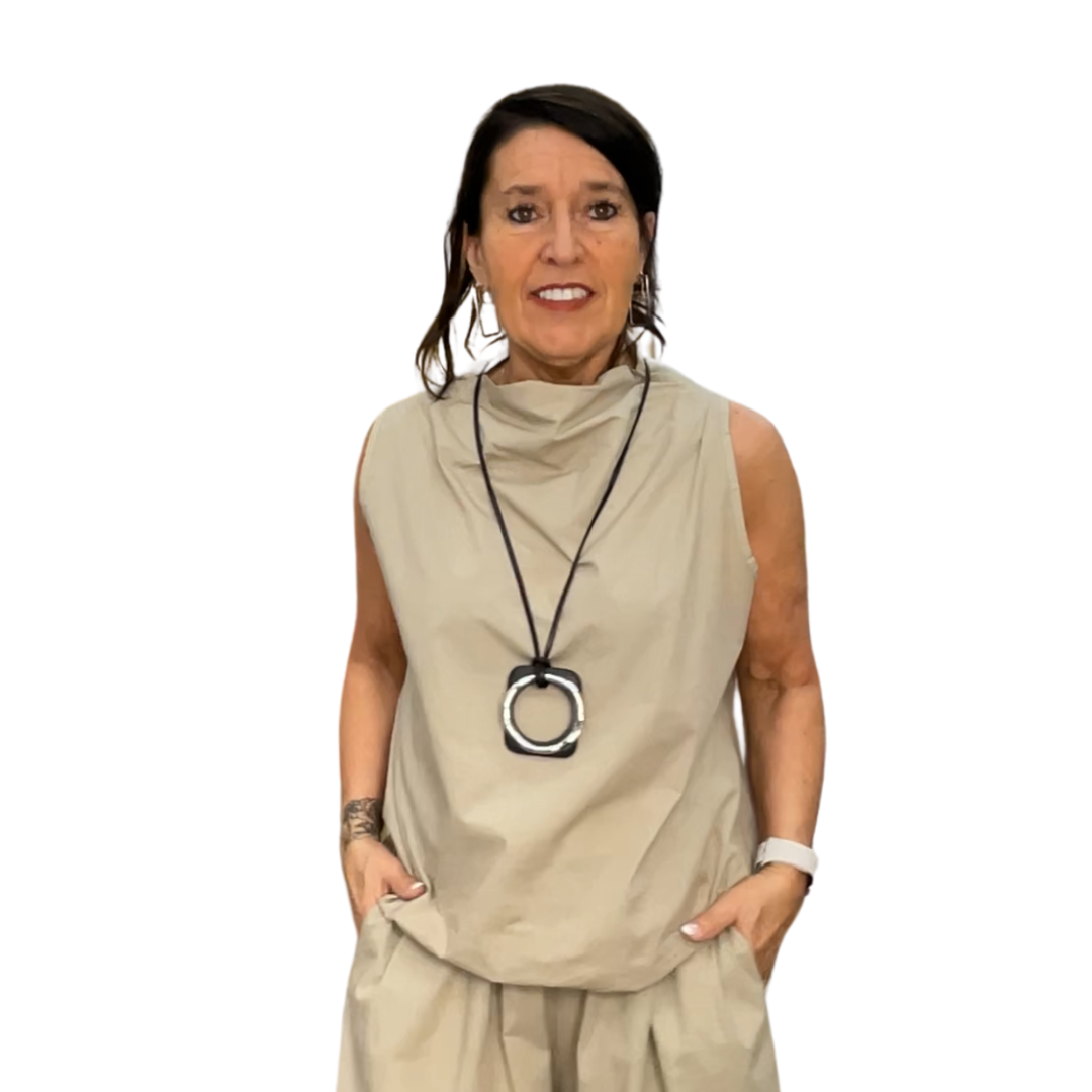 TOP COL HAUT TAUPE