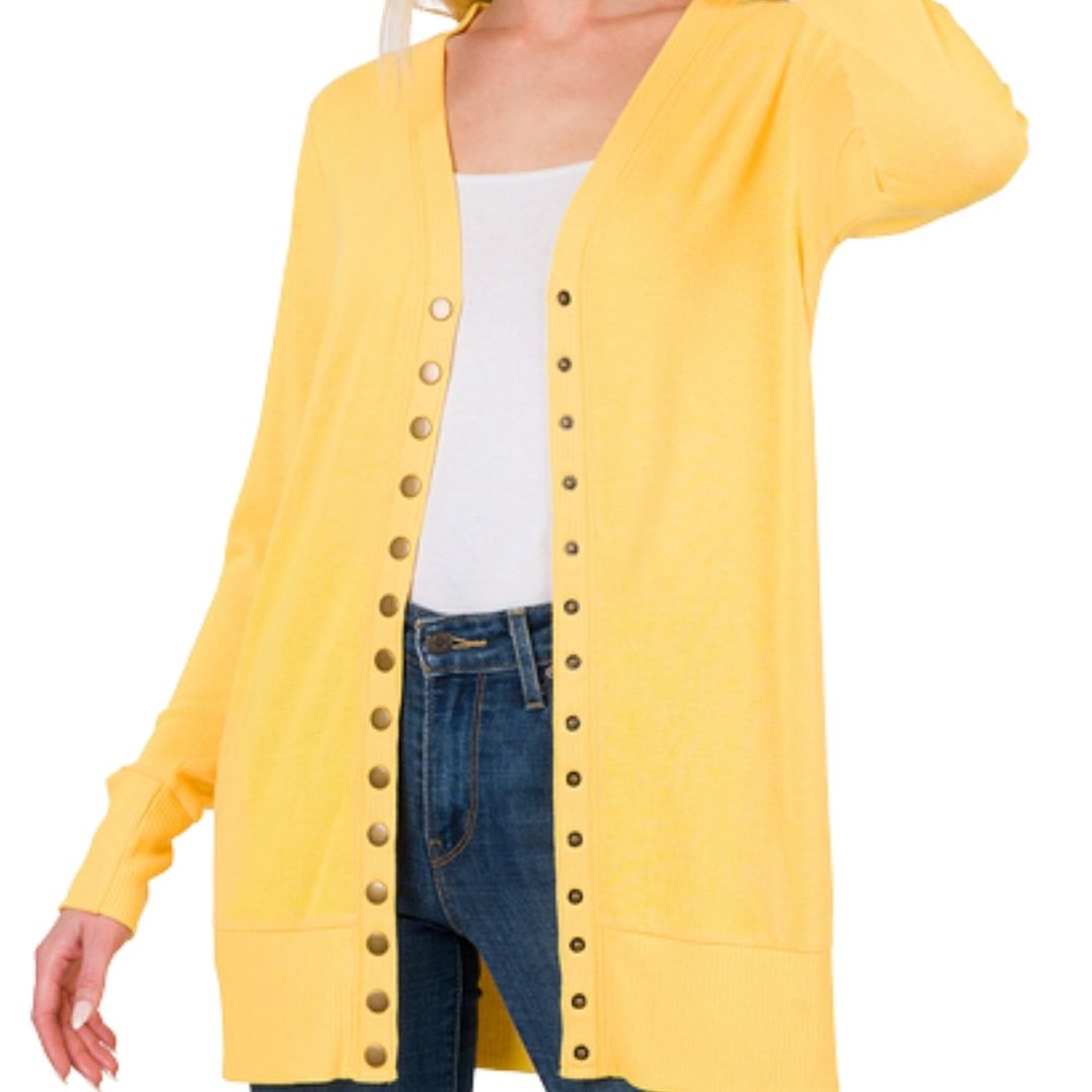 CARDIGAN BOUTON PRESSION JAUNE